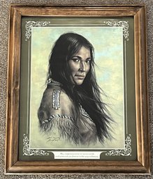Wood Framed Bill Hampton Indian Woman Print - (BR3)