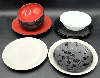 Black, Red & White Collection Of Dishes - (K)