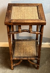Wood Wicker Bamboo Side Table - (FR)