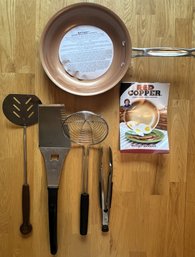 New Red Copper Pan With Utensils - (K)