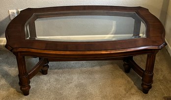 Wood Glass Top Coffee Table - (FR)