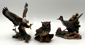 Eagle, Owl & Roadrunner Ceramic Statues - (O)