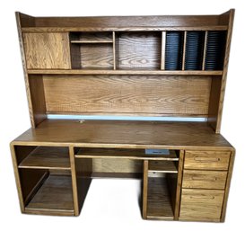 2 Piece Wood Golden Oak Office Desk - (O)