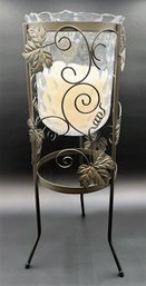 Large Standing Metal & Glass Candle Holder