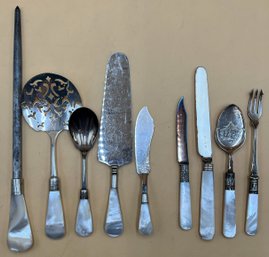 Vintage Cutlery With Mother Of Pearl And Some Set In Sterling Silver - (MB)