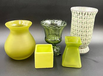 Chartreuse & Olive Glass Vases (V3)