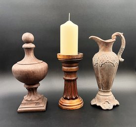 Ceramic Decorative Items & Wooden Candle Pillar