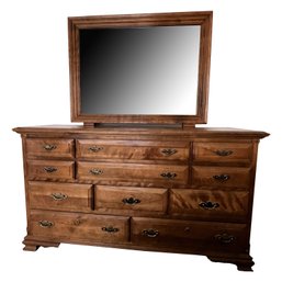 Beautiful Wood Eleven Drawer Dresser And Mirror - (BR2)