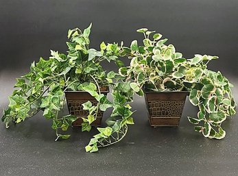 Faux Foliage In Matching Containers