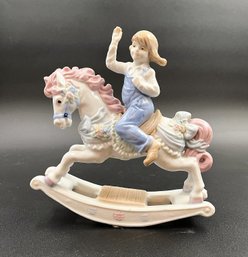Vintage Paul Sebastian Porcelain Figurine 'Girl On A Rocking Horse' (PS1)