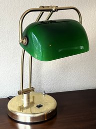 Metal & Green Glass Bankers Lamp - (BR1)