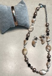 Matching Necklace & Earrings With Copper Bracelet (W5)