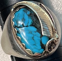 Men's Vintage Sterling Silver & Turquoise Ring (W11)