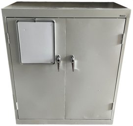 Locking Metal 3 Tier Shelf Cabinet With Key - (C2)