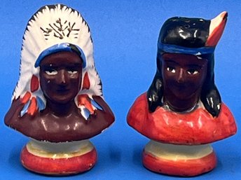 Vintage Native American Head Salt & Pepper Shakers - (TR2)