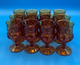 Lot Of 12 Vintage Indiana Glass Kings Crown Thumbprint Glasses (VG24)