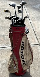 13 Vintage Golf Clubs In Vintage Dunlop Bag - (G)