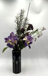 OTAGIRI Of Japan Blue Iris Vase With Faux Flowers - (O)