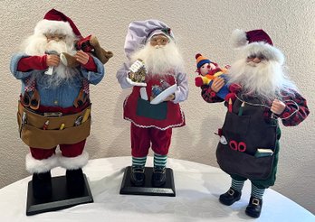 Trio Of Very Busy Santa Figurines (CX1)