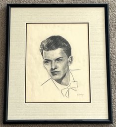 Original Pencil Sketch Young Frank Sinatra By F. Malley 1946 - (FR)