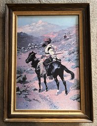 Wood Framed Indian Trapper Print By Frederick Remington On Canvas - (FR)