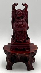 Resin Buddha Statue On Wood Stand - (FR)