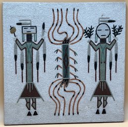 Native American Sand Painting Signed By Artist - (FPR)