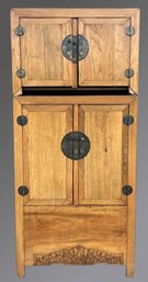 Stunning & Massive Chinese Qing Dynasty Period Elmwood Wardrobe Cabinet (19th Century)