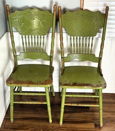 2 Vintage Wood Chairs - (DR)