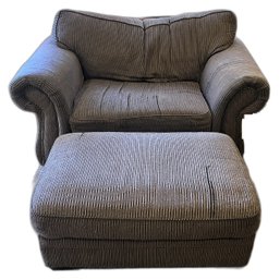 Cloth Upholstered Chair & Ottoman - (D)