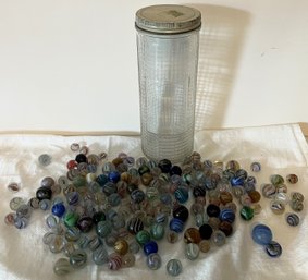 Jar Full Of Vintage Marbles - (MB)