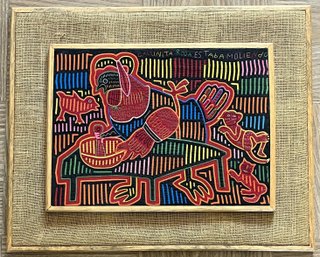 Vintage Mola Folk Art Wood Framed - (D)