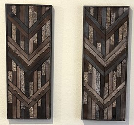 2 Wood Panel & Metal Wall Decor - (LR)