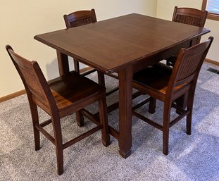 High Standing Wood Table & 4 Chairs - (LR)