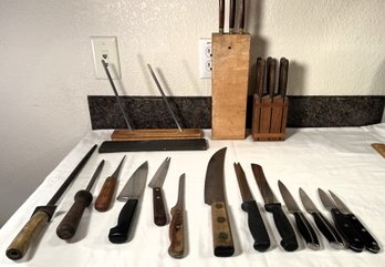 Collection Of Cuttery & Sharpening Tools