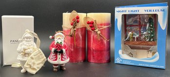 Pandora Santa Ornament, Scented Candles And NIB Holiday Nightlight (CX27)