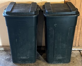 2 Rubbermaid Roughneck 50 Gallon Trash Cans - (G)