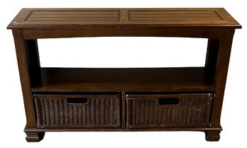 Wood Storage Basket Entertainment Cabinet - (B)