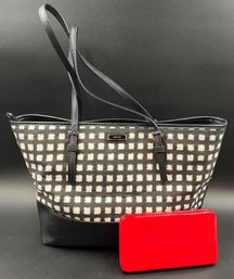 Nine West Checkered Shoulder Bag W/ Hard Wallet By Lancome (P6)