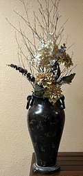 Faux Floral Wood Vase Decoration - (B)