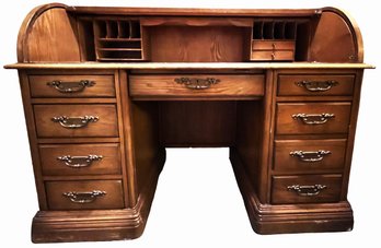 Vintage Roll Top Wood Desk - (B)