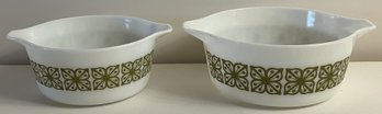 Vintage Pyrex Verde Autumn Floral Casseroles - (K7)