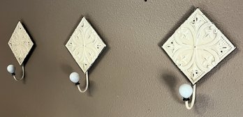 Set Of 3 Ornate Metal Wall Hooks - (UBR1)