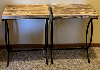 2 Wood & Metal End Tables - (UBR1)