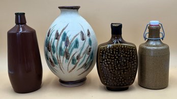 4 Vintage Ceramic Bottles & Vases - (FRH)