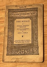 RIVERSIDE LITERATURE SERIES - The Rival By Richard Brinsley Sheridan - 1891 - (G)