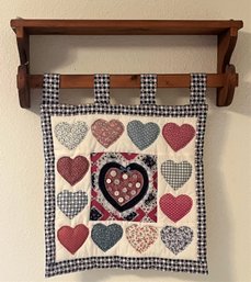 Wood Shelf Quilted Heart Wall Hanging