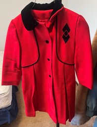 Children Red Wool Coat - Size 6