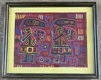 Wood Framed Mola Textile Art - (D)