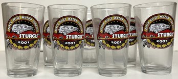 NEW Vintage Set Of 8 Sturgis 2001 Pint Glasses - (B1)